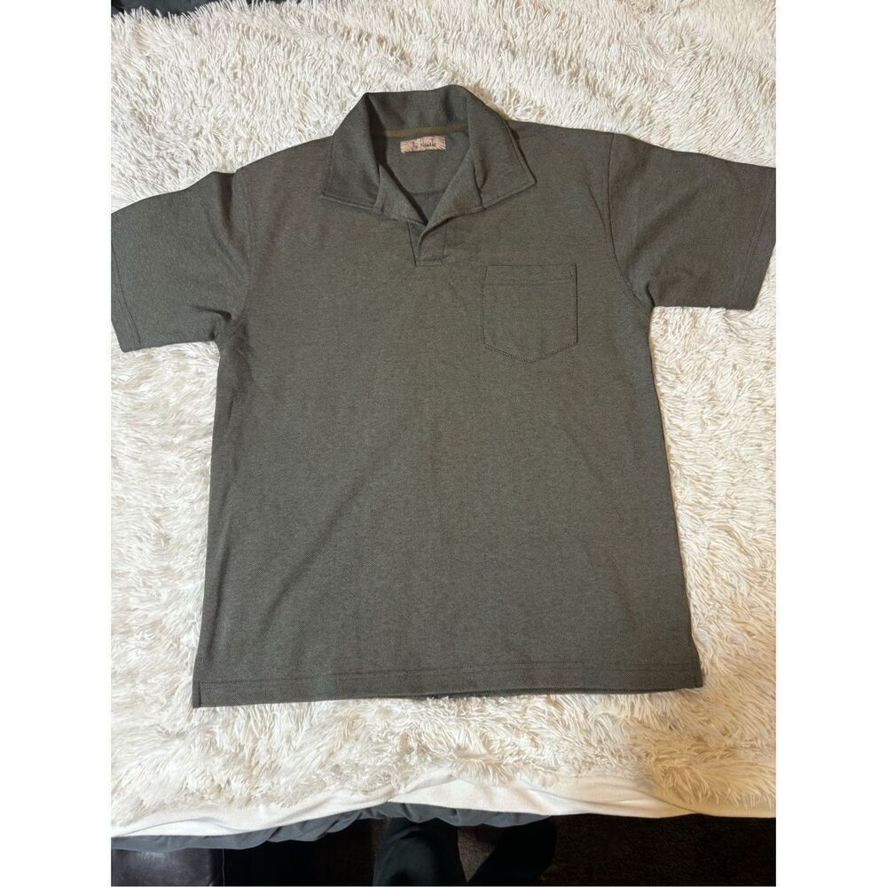 Joe hamala short sleeve pique polo gray shirt with chest pocket M